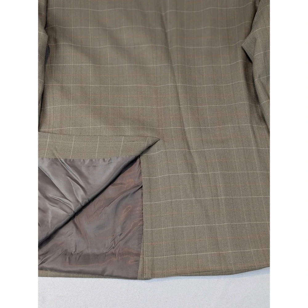 Izod of London Tan 38R Linen Window Pane Plaid Blazer Sport Mens‎ Suit Jacket
